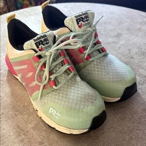 Timberland Steel Toe PRO Light Green and Pink Athletic Sneakers